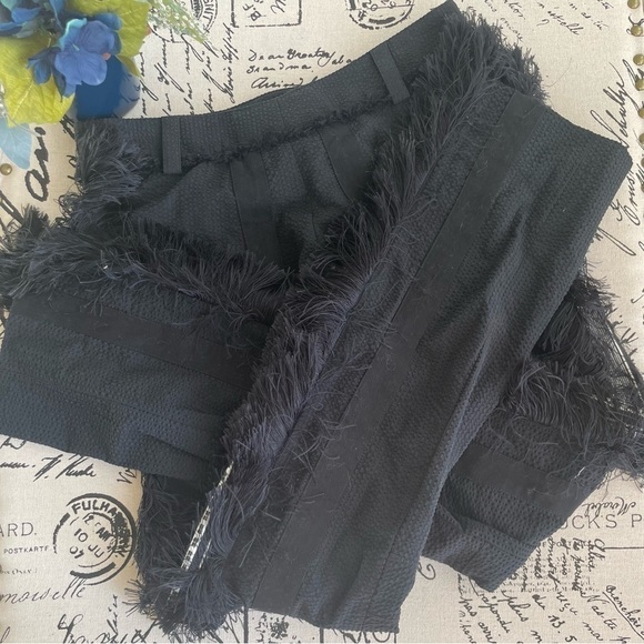 Paco Rabanne S/S 2016 Searsucker Striped Fringe Trim Straight Leg Pants, EU 40 - Picture 8 of 13